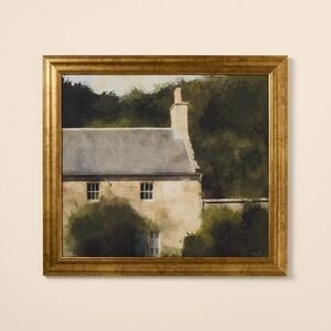 18x20 Stone Cottage Canvas Wall Art – Hearth & Hand Magnolia, Gold Frame Fall 24
